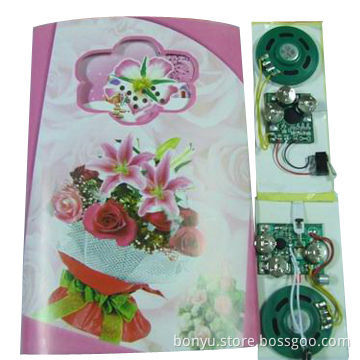 Pre-record greeting card, 1-120 second music chip can be the choice
